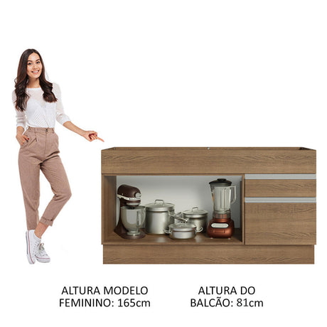 Mueble de Cocina Madesa Glamy 150 cm 2 Cajones 2 Puertas (Sin Tablero Ni Fregadero) Marrón