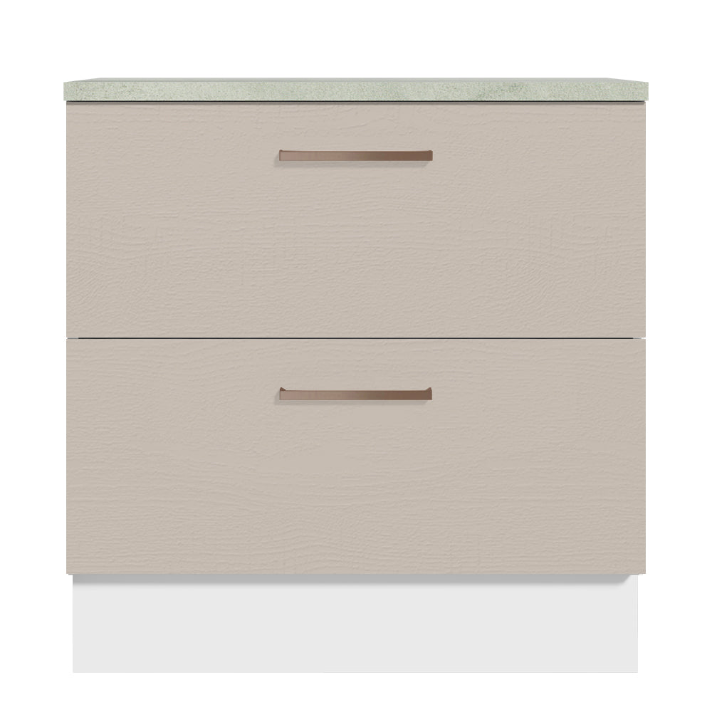 Mueble de Cocina 80 cm 2 Cajones Blanco/Crema Agata Madesa