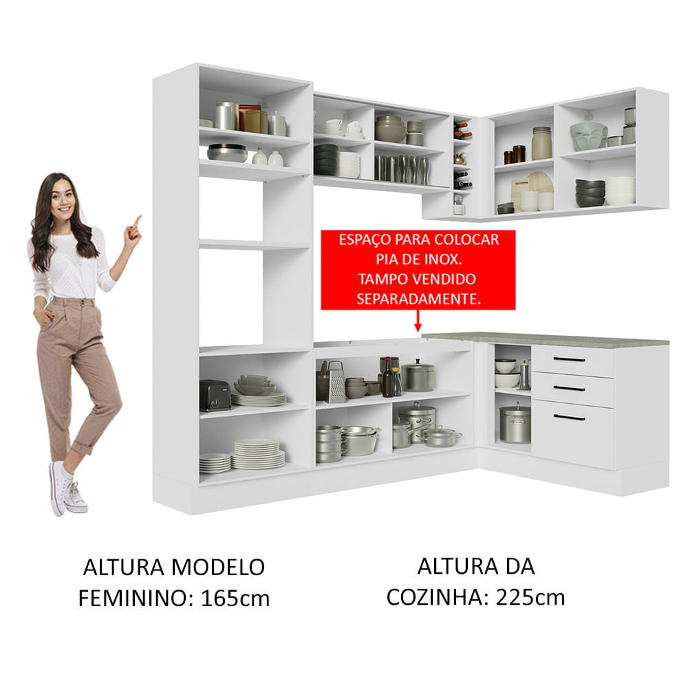 Cocina Integral Esquinera 399cm Blanco Agata 01