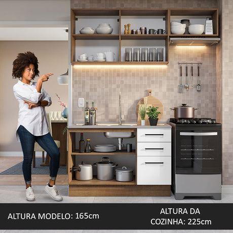 Cocina Compacta 180cm Marrón/Blanco Agata Madesa 09