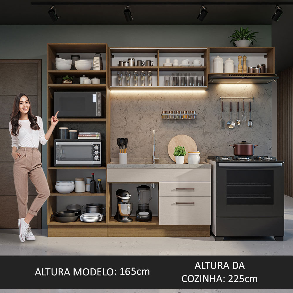 Cocina Integral 270cm Marrón/Crema Agata 04