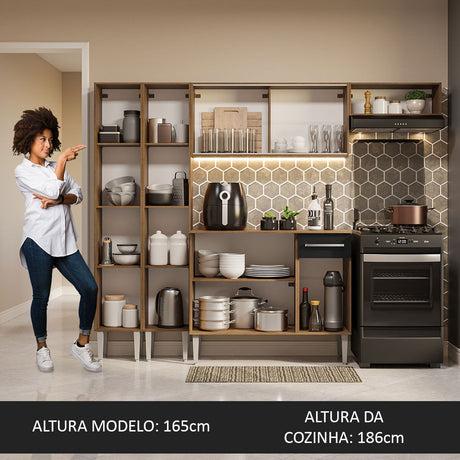 Cocina Integral 229cm Marrón/Negro Emilly Madesa 09