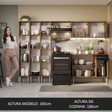 Cocina Integral 261cm Marrón/Negro Emilly Madesa 03