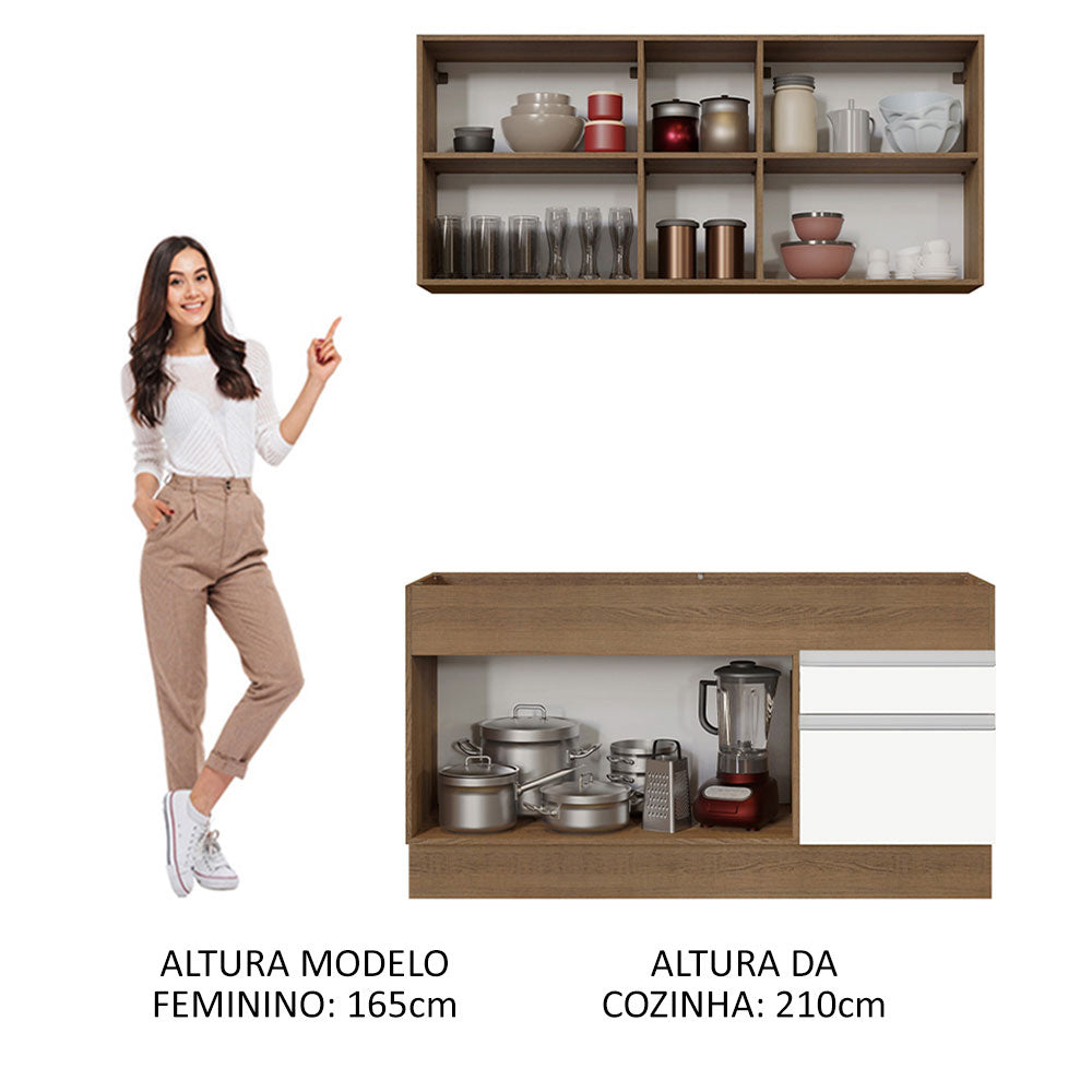 Cocina Compacta 150cm Marrón/Blanco Glamy Madesa 02