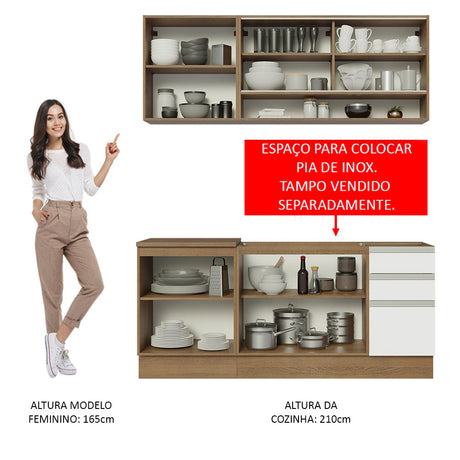 Cocina Compacta 180cm Marrón/Blanco Glamy Madesa 06