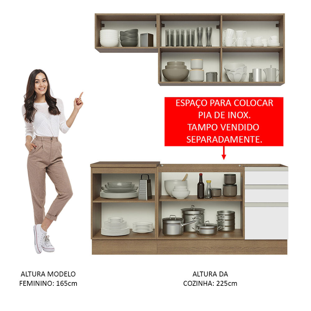 Cocina Compacta 180cm Marrón/Blanco Glamy Madesa 07