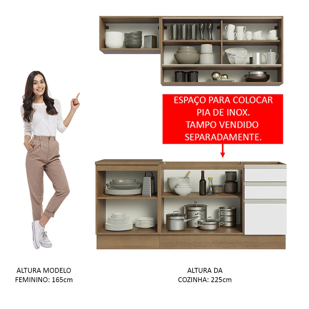 Cocina Compacta 180cm Marrón/Blanco Glamy Madesa 08