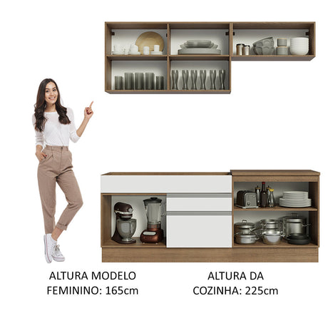 Cocina Compacta 200cm Marrón/Blanco Glamy Madesa 07