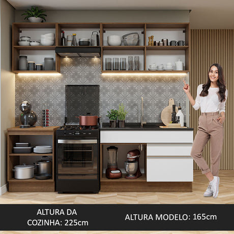 Cocina Integral 240cm Marrón/Blanco Glamy Madesa 08