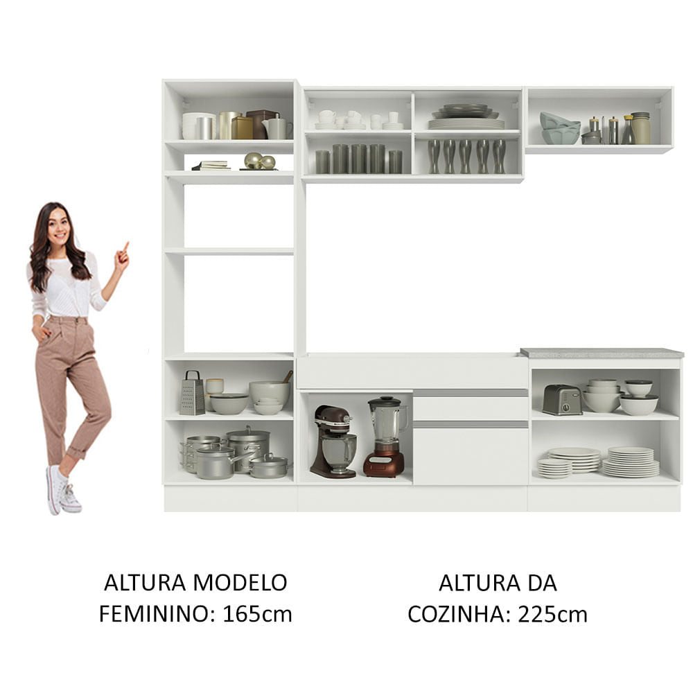 Cocina Integral 270cm Blanco Glamy 10