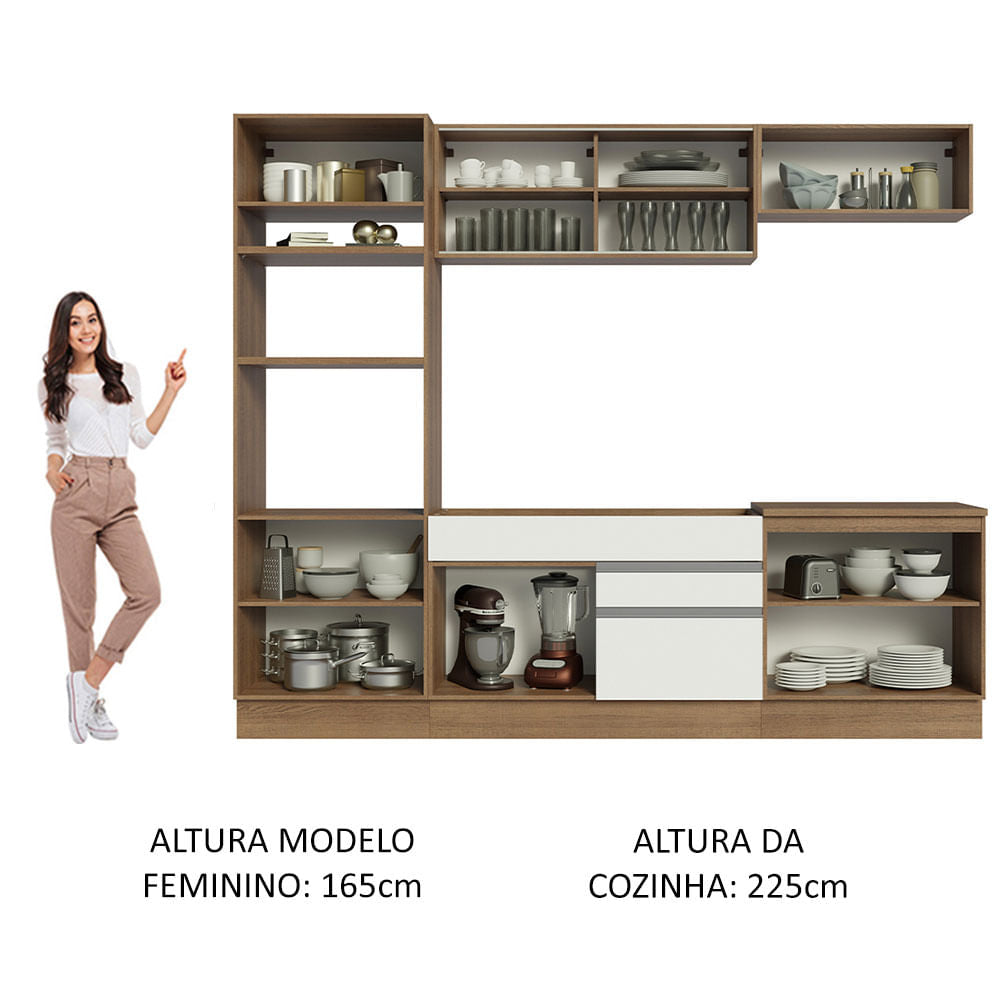 Cocina Integral 270cm Marrón/Blanco Glamy 10