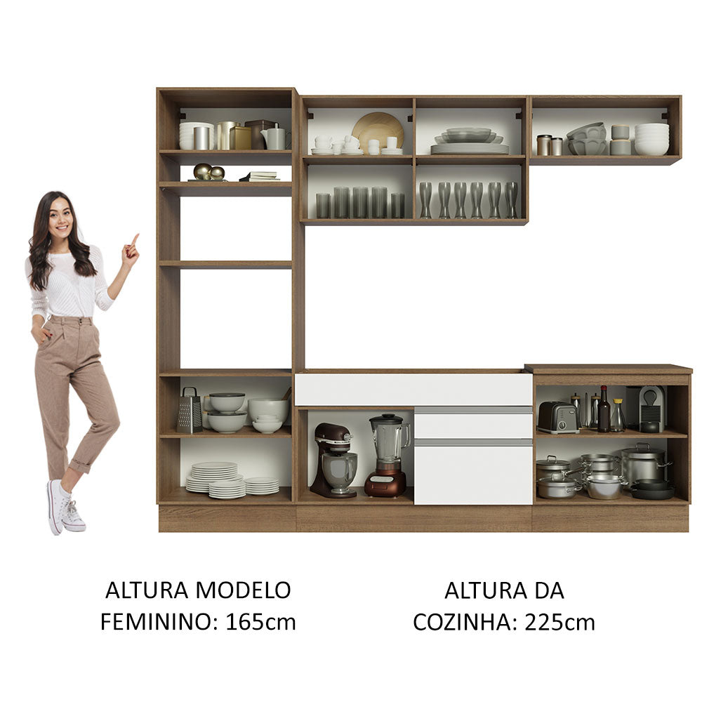 Cocina Integral 270cm Marrón/Blanco Glamy Madesa 13