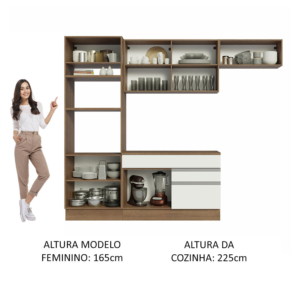 Cocina Integral 270cm Marrón/Blanco Glamy Madesa 14