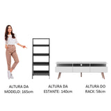 Centro de Entretenimiento Londres y Mueble Estante Librero Blanco/Negro Madesa