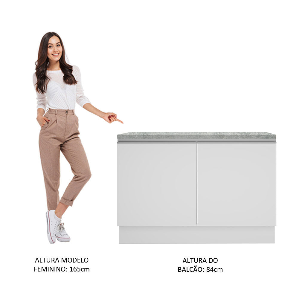 Gabinete Bajo 120 cm 2 Puertas Blanco Glamy Madesa