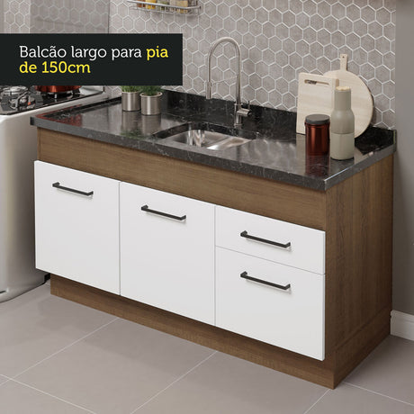 Cocina Compacta 150cm Marrón/Blanco Agata Madesa 02