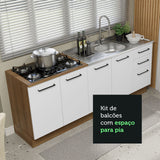 Kit con 2 Muebles de Cocina 3 Cajones y 4 Puertas (Sin Tablero Ni Fregadero) Marrón/Blanco Agata Madesa 01