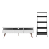 Centro de Entretenimiento Londres y Mueble Estante Librero Blanco/Negro Madesa