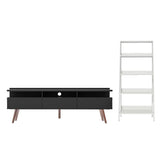 Centro de Entretenimiento Londres y Mueble Estante Librero Negro/Blanco Madesa