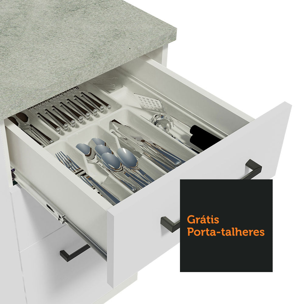 Gabinete Bajo 120 cm 2 Puertas 3 Cajones Sin Encimera Blanco Agata Madesa