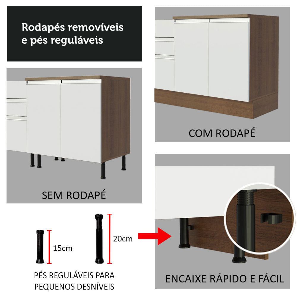 Cocina Integral 270cm Marrón/Blanco Glamy 12