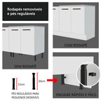 Gabinete Bajo 120 cm 2 Puertas 3 Cajones Sin Encimera Blanco Agata Madesa