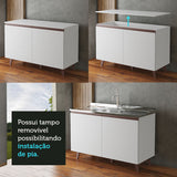 Mueble para Fregadero 120 cm 2 Puertas Blanco Reims