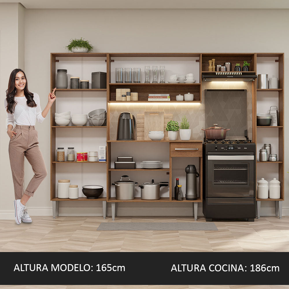 Mueble de Cocina Integral Emilly Hit 261cm Marrón