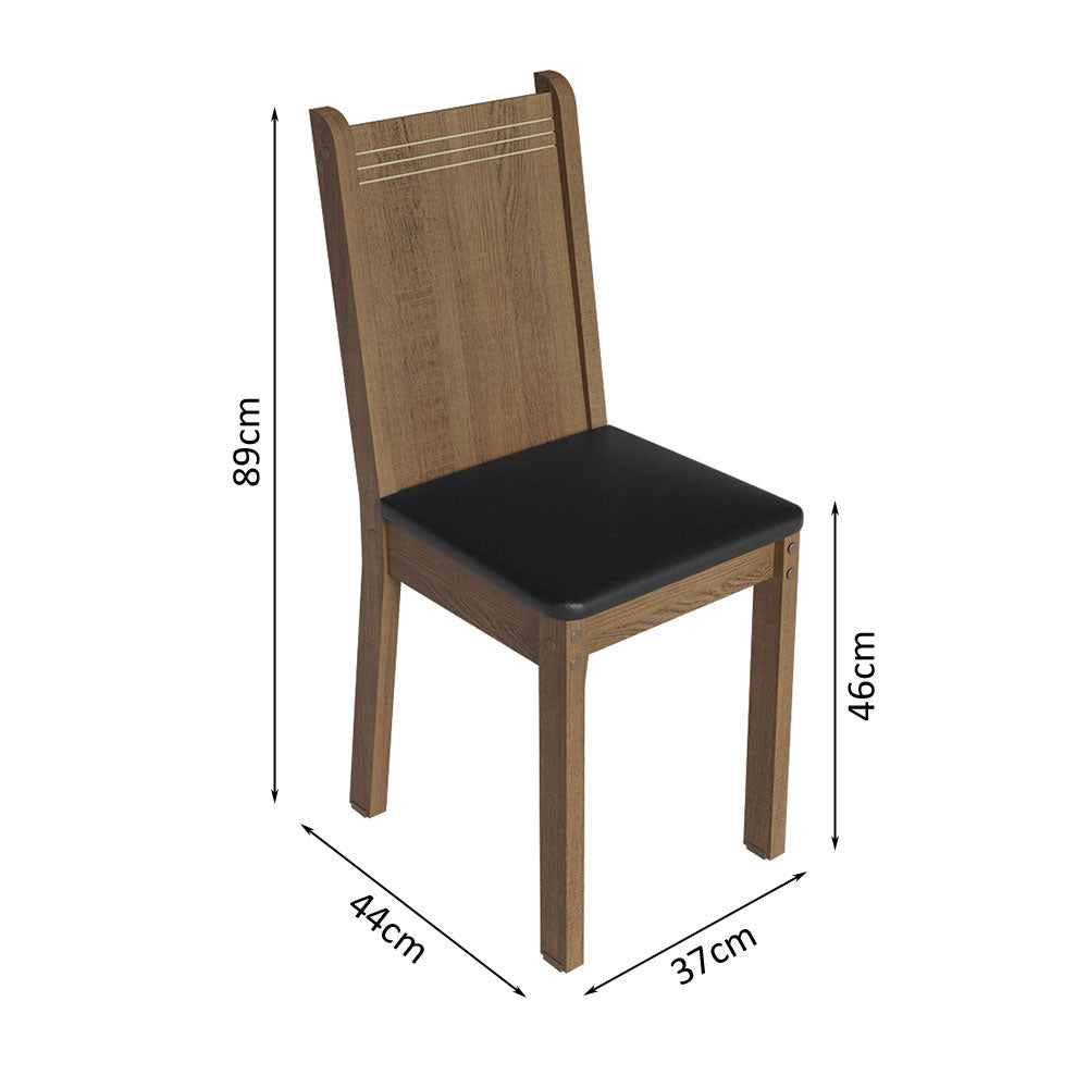 Juego de Comedor Mesa Tablero de Madera 4 Sillas Marrón/Crema/Negro Samara Madesa