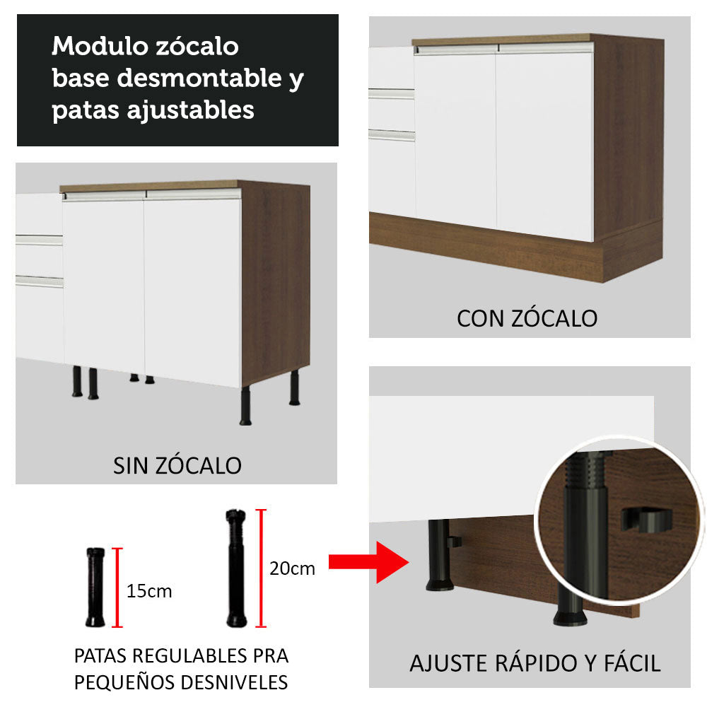 Cocina Integral 260cm Marrón/Blanco Glamy Madesa 04