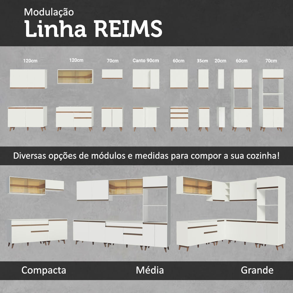 Mueble de Cocina para Horno 70 cm 3 Puertas Blanco Reims