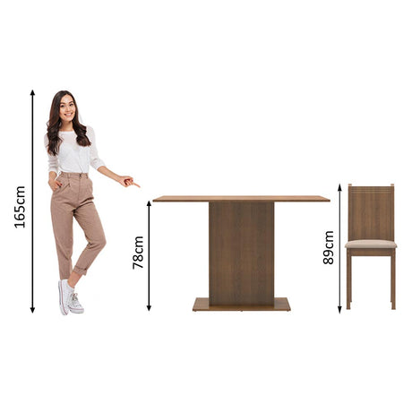 Juego de Comedor Madesa Luana Mesa Tapa Madera con 4 Sillas Marrón/Perla