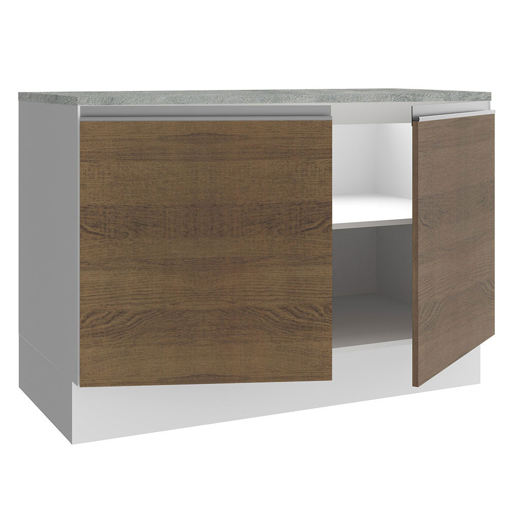 Gabinete Bajo 120 cm 2 Puertas Blanco/Marrón Glamy Madesa