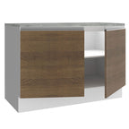 Gabinete Bajo 120 cm 2 Puertas Blanco/Marrón Glamy Madesa