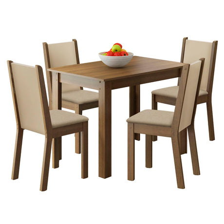 Juego de Comedor Madesa Cíntia Mesa Tapa de Madera con 4 Sillas