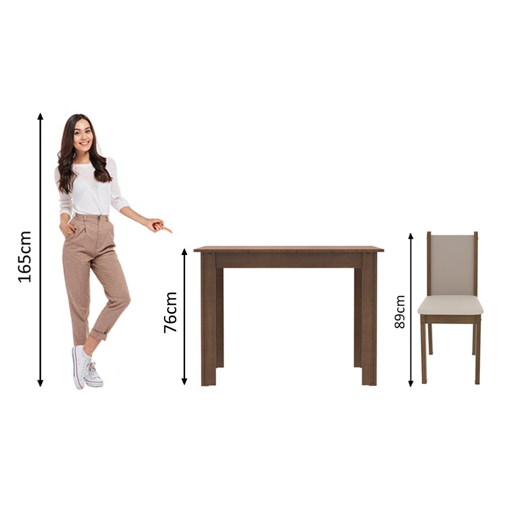 Juego de Comedor Madesa Cíntia Mesa Tapa de Madera con 4 Sillas