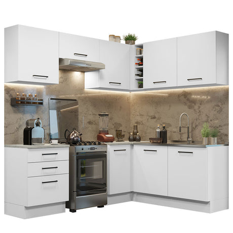 Cocina Integral Esquinera 399cm Blanco Agata Madesa 02