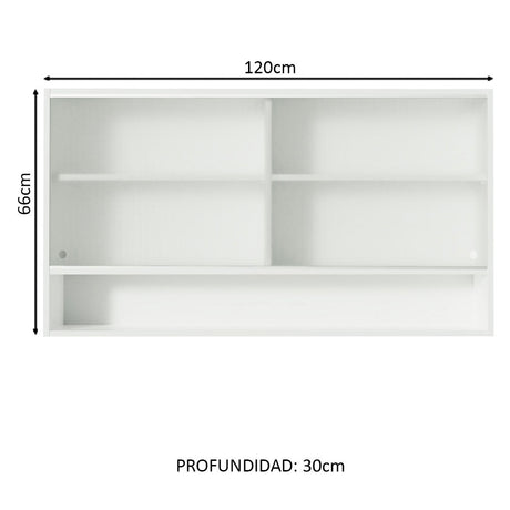 Alacena Madesa Glamy 2 Puertas Corredizas de Vidrio y 1 Nicho Blanco