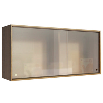 Gabinete Superior 120 cm 2 Puertas Corredizas de Vidrio Marrón Emilly Madesa 01