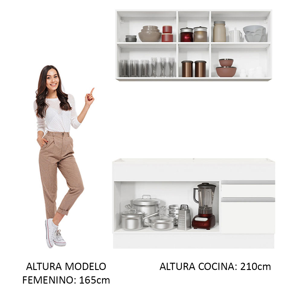 Cocina Compacta 150cm Blanco Glamy Madesa 02