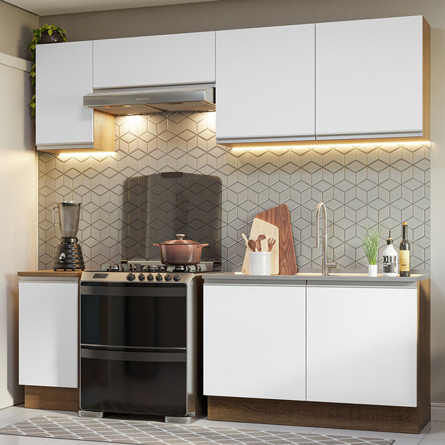 Cocina Integral 240cm Marrón/Blanco Glamy Madesa 10