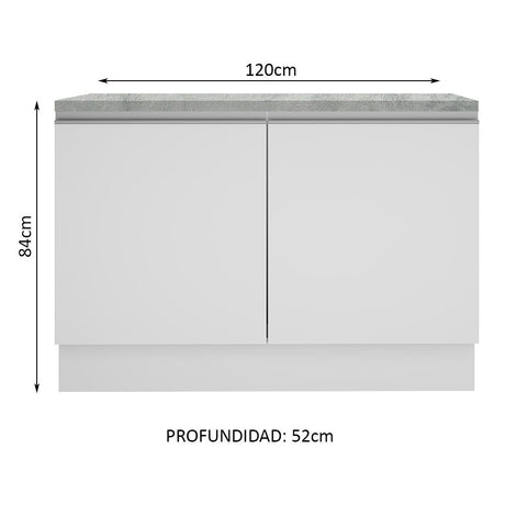 Mueble de Cocina para Fregadero Madesa Glamy 120 cm 2 Puertas (con Tablero) Blanco