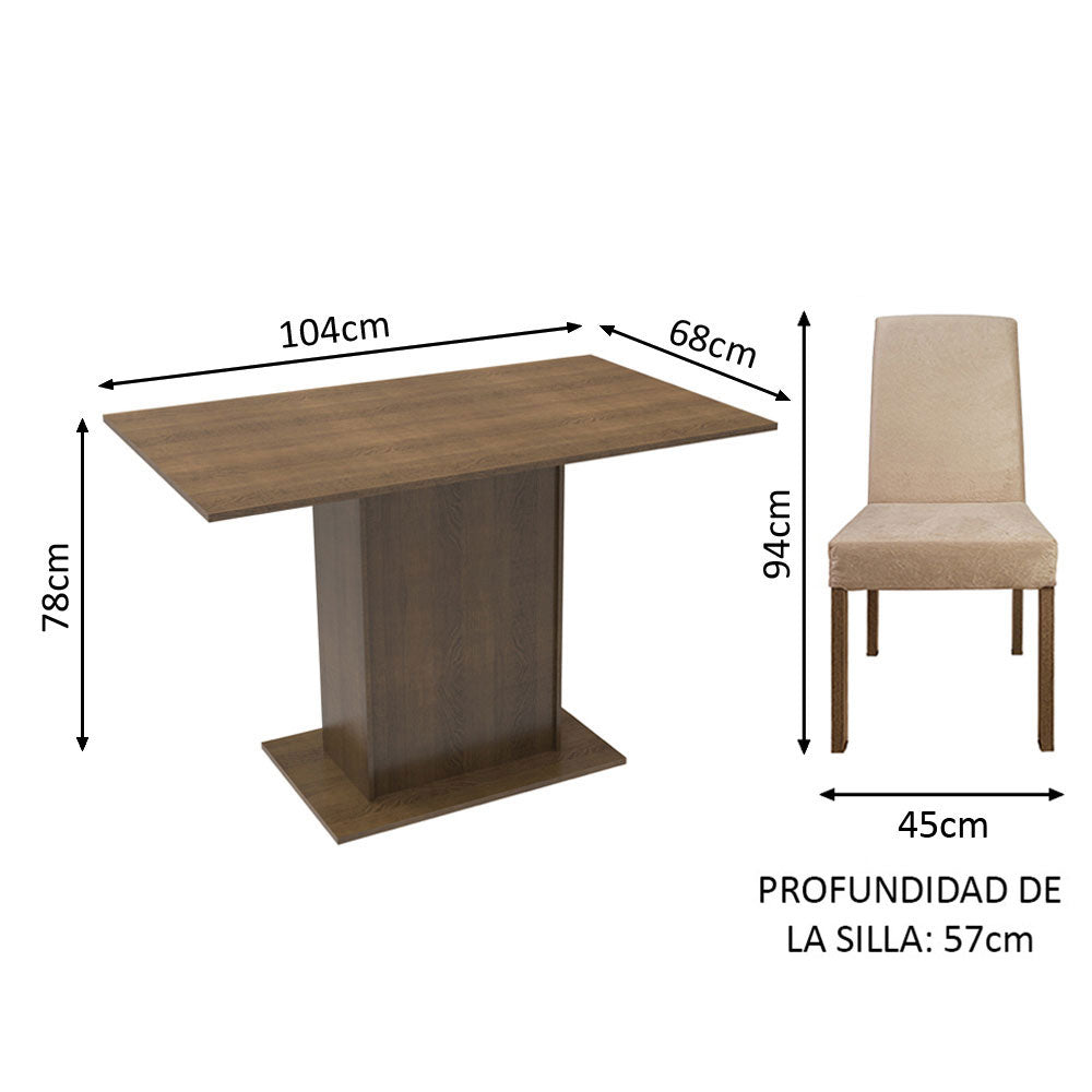 Juego de Comedor Madesa Manu Mesa con Tablero de Madera con 2 Sillas Marrón/Imperial