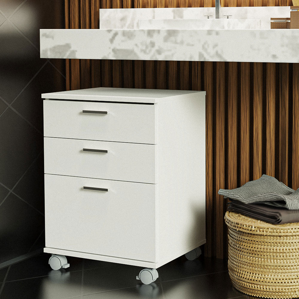 Cajonera para Baño Blanco con 3 Cajones y Ruedas Madesa