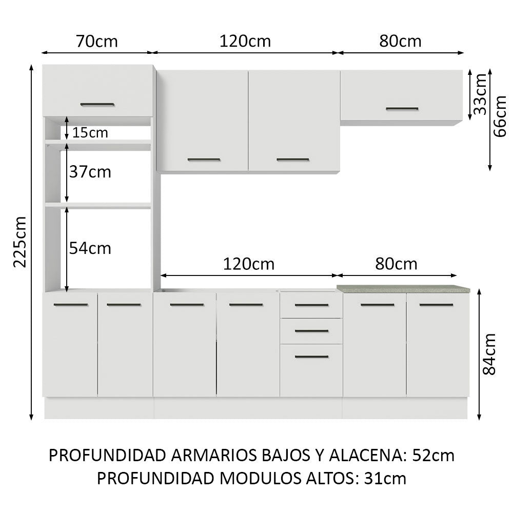 Cocina Integral 270cm Blanco Agata 01