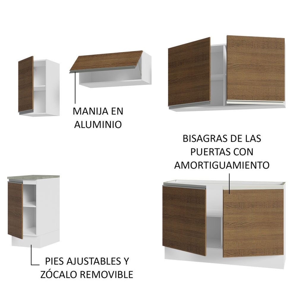 Cocina Integral 240cm Blanco/Marrón Glamy Madesa 10