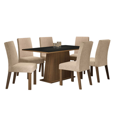 Juego de Comedor Madesa Luciana Mesa con Tablero de Madera y 6 Sillas Marrón/Negro/Imperial