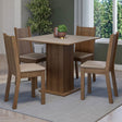 Juego de Comedor Mesa con Tablero de Madera 4 Sillas Marrón/Crema/Sintético Beige Samara Madesa