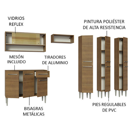 Cocina Integral 261cm Marrón Emilly Madesa 08