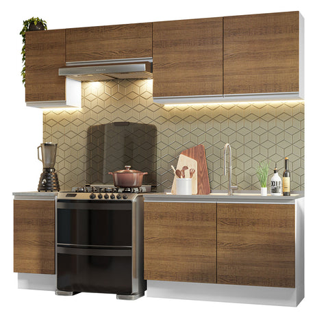 Cocina Integral 240cm Blanco/Marrón Glamy Madesa 10